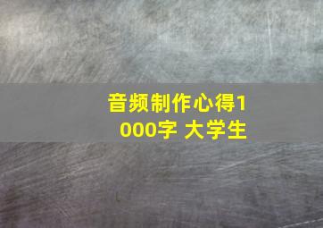 音频制作心得1000字 大学生